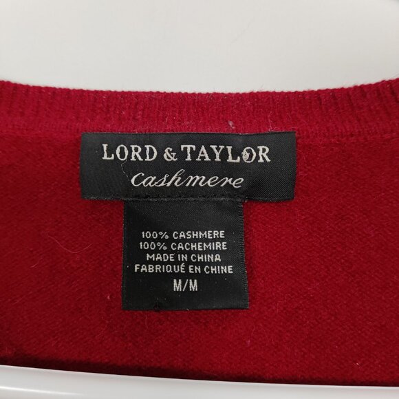 Lord & Taylor Women's 100% Cashmere V-neck Red Sweater Size Medium Quiet Luxury - Picture 4 of 8